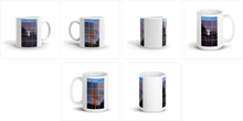 Load image into Gallery viewer, A mug with recaptcha image and direction to select squares with street signs - photographed and designed by Nate DeWaele - 15oz and 11oz right, left and center side view of product