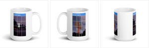 A mug with recaptcha image and direction to select squares with street signs - photographed and designed by Nate DeWaele - 15oz right, left and center side view of product