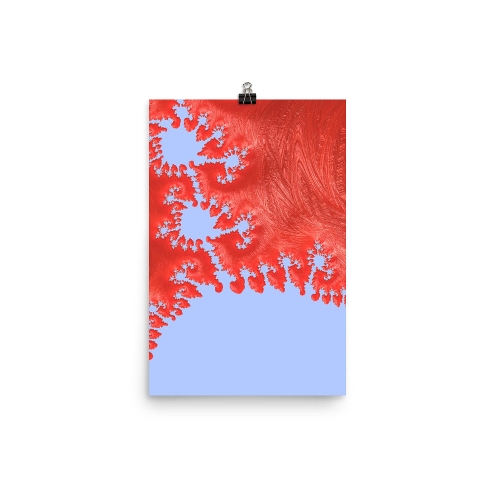 A graphic poster of hard red acrylic material in fractal form by nate dewaele - for sale