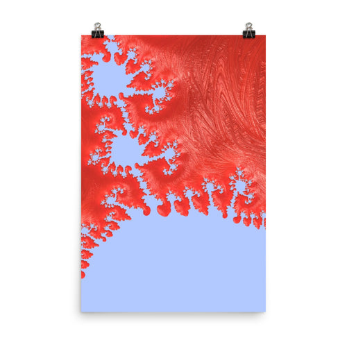 A graphic poster of hard red acrylic material in fractal form by nate dewaele - for sale